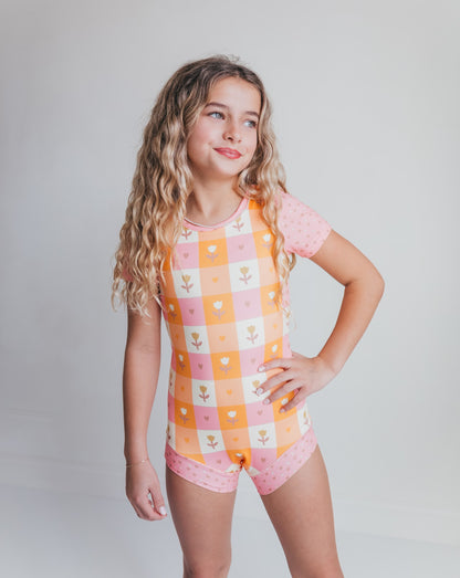 Pink Hearts Shortie Leotard
