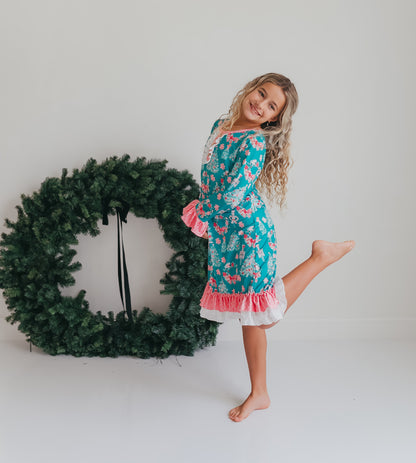 Pink Teal Nutcracker Lounge Gown