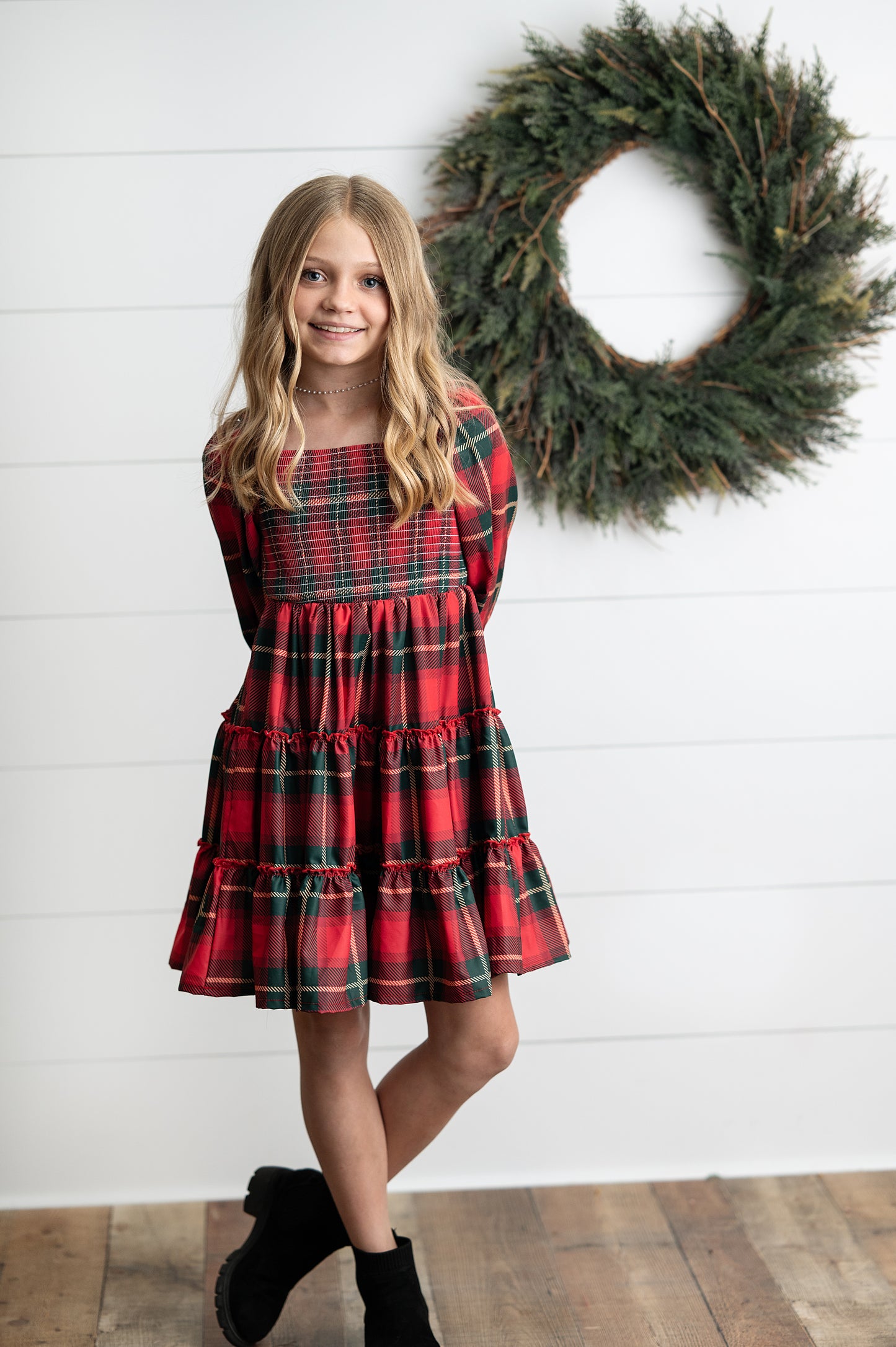 Red Green Plaid Dress