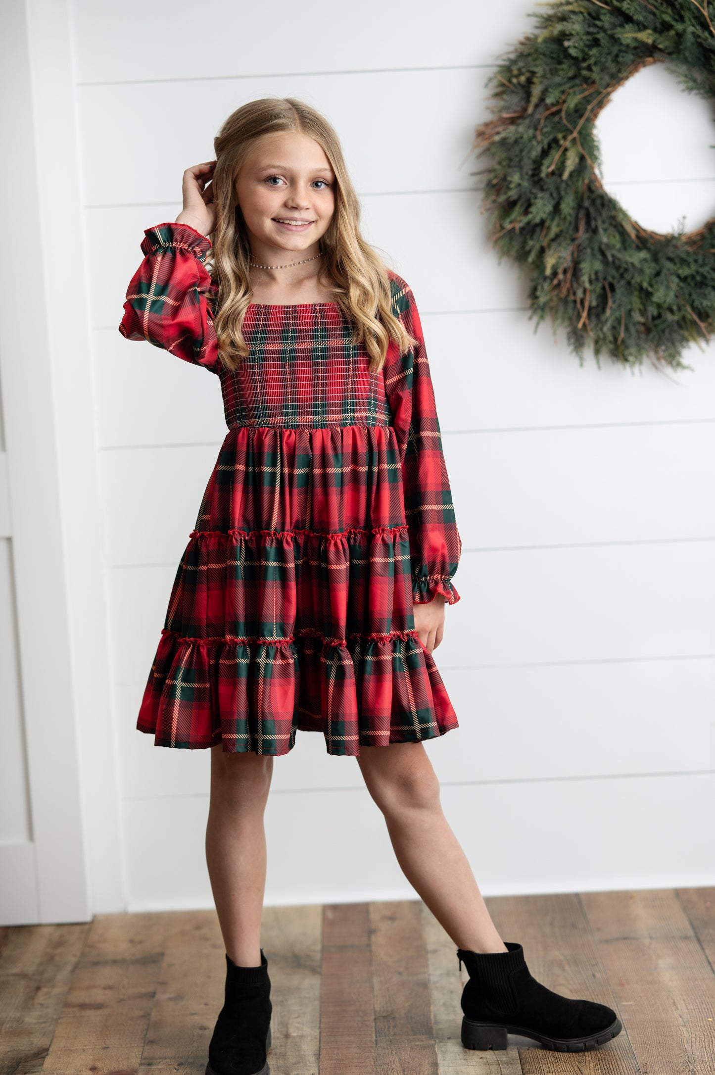 Red Green Plaid Dress