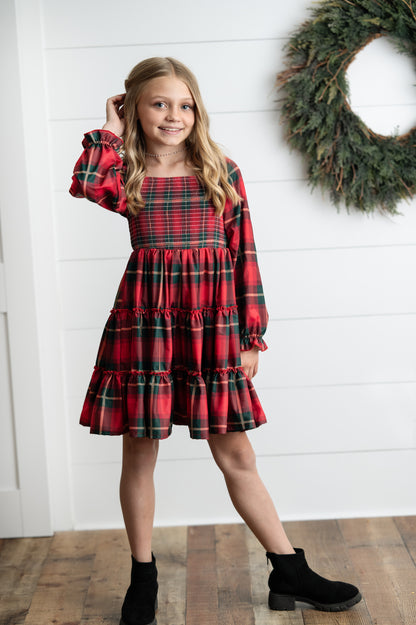 Red Green Plaid Dress