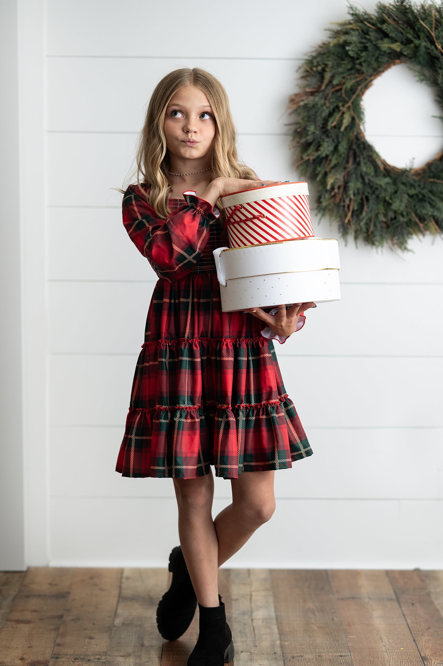 Red Green Plaid Dress