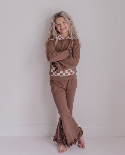 Chocolate Check Hooded Set
