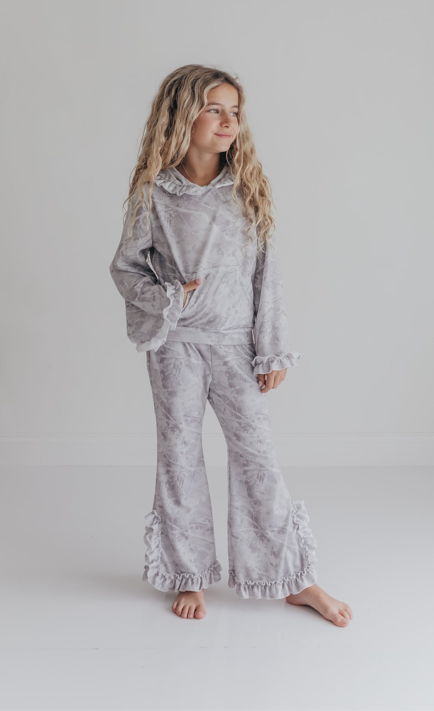 Gray Light Camo Hooded Set