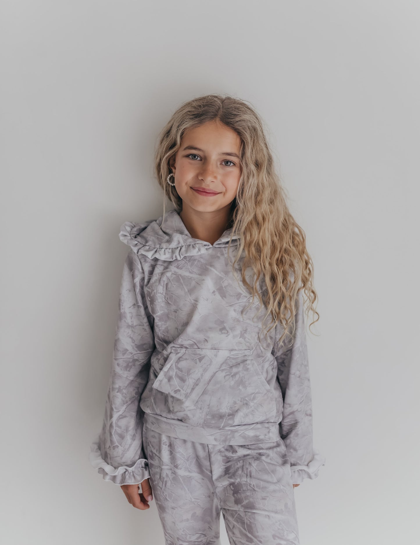 Gray Light Camo Hooded Set