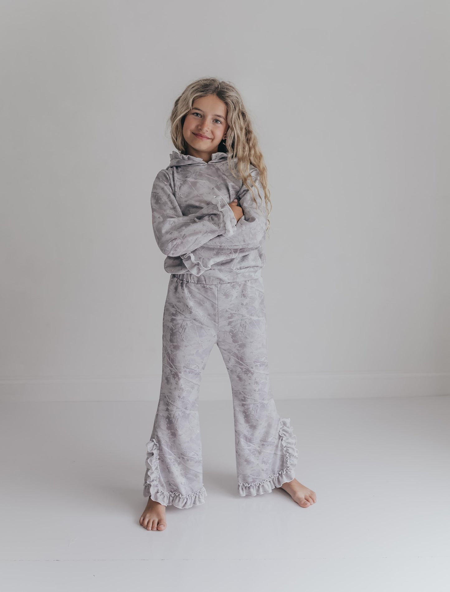 Gray Light Camo Hooded Set