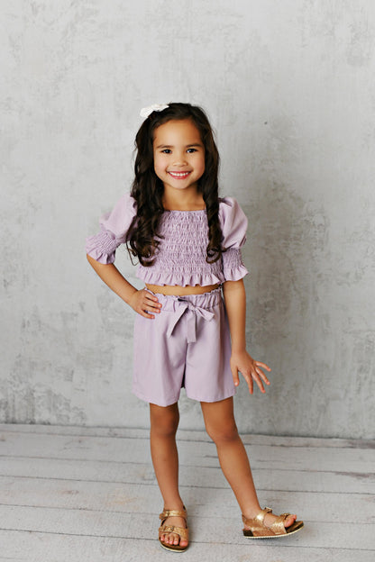 Lavender Shirred Set