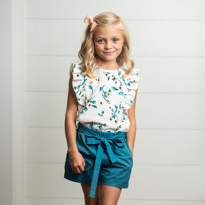 White Floral Short Set