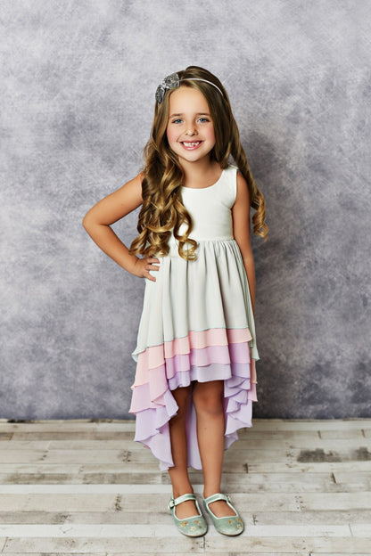 Pastel Hi Lo Frills Dress