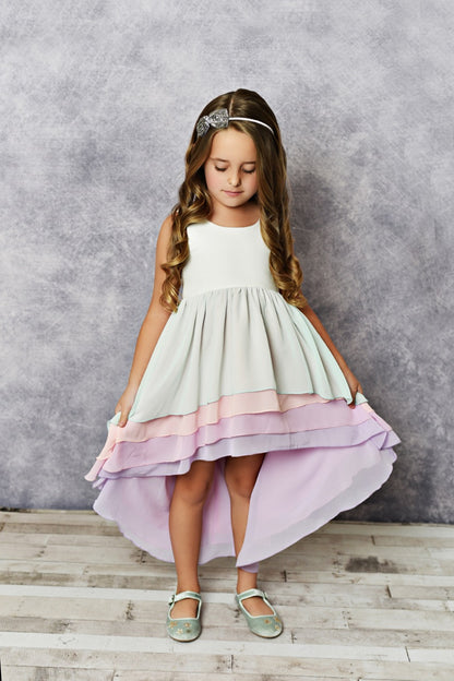 Pastel Hi Lo Frills Dress