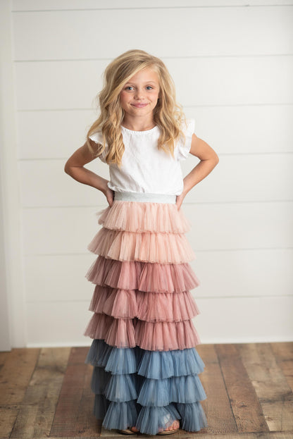 Dusty Pink Tiered Skirt