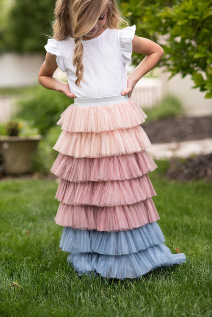 Dusty Pink Tiered Skirt