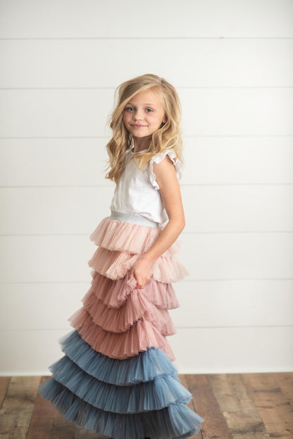 Dusty Pink Tiered Skirt