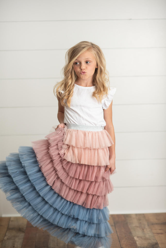 Dusty Pink Tiered Skirt