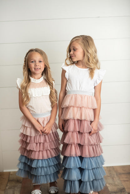 Dusty Pink Tiered Skirt