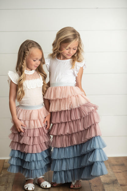 Dusty Pink Tiered Skirt