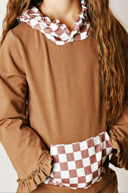 Chocolate Check Hooded Set