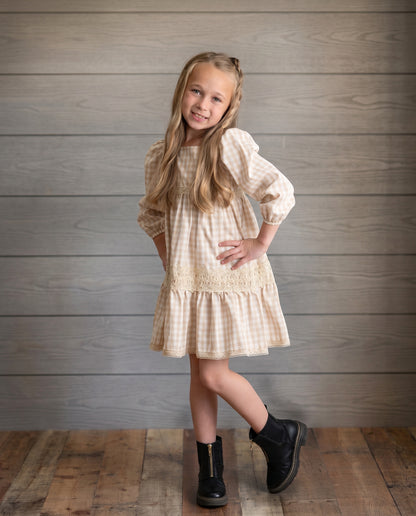 Tan Gingham Dress