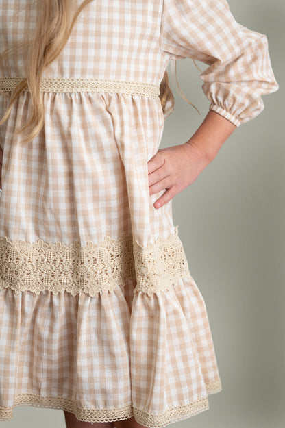 Tan Gingham Dress