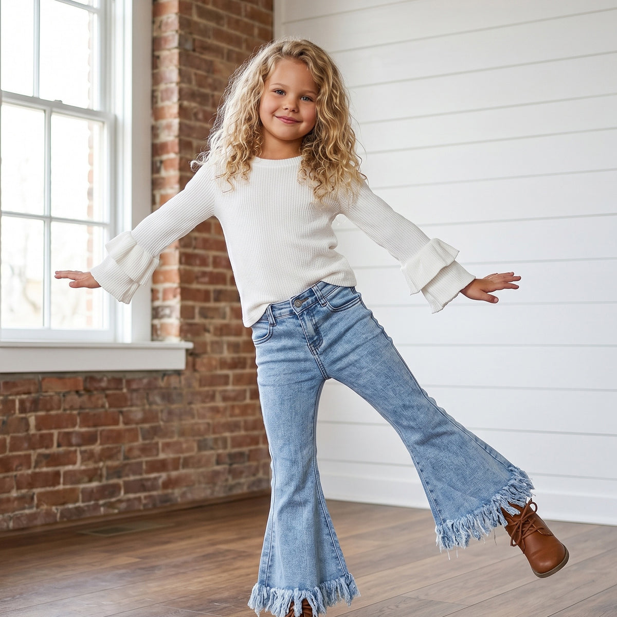 Twirl Fringe Flare Denim Jeans