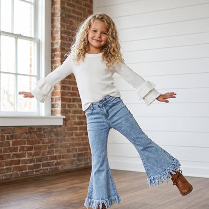 Twirl Fringe Flare Denim Jeans