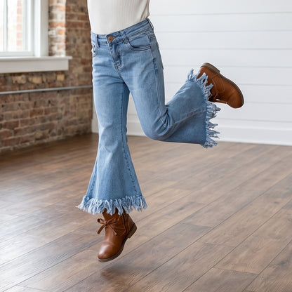 Twirl Fringe Flare Denim Jeans