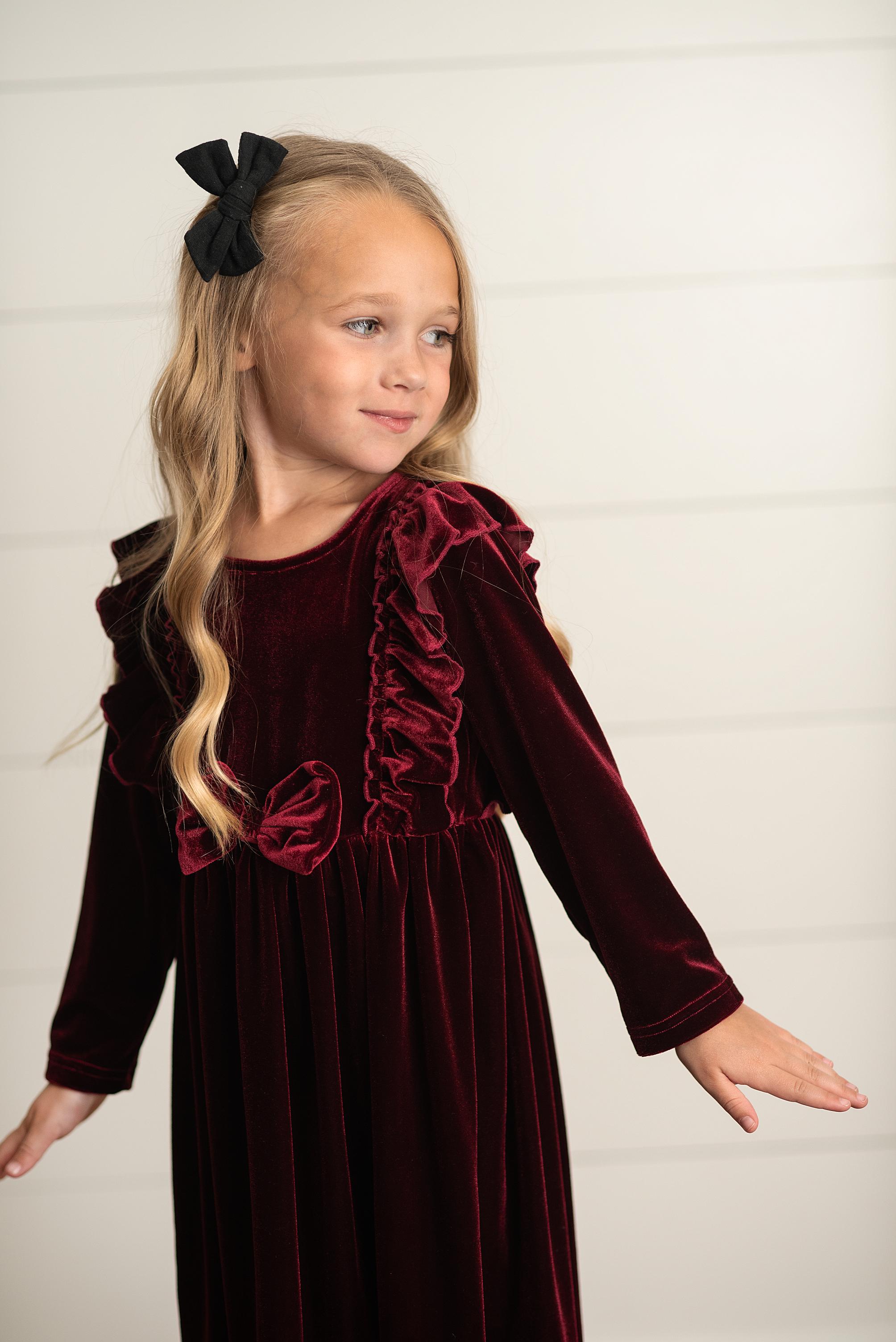 Velvet bow clearance dress