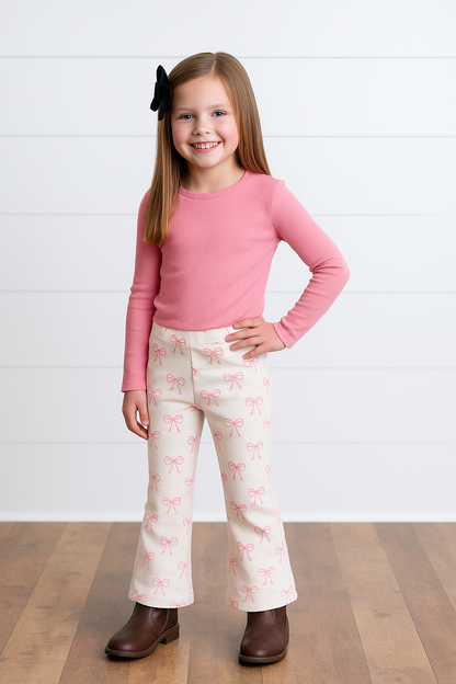Pink Bow Flare Jeans