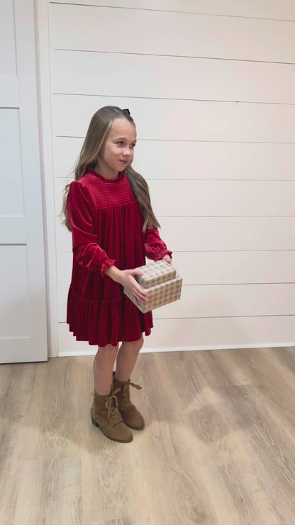 Alexa Red Velvet Dress
