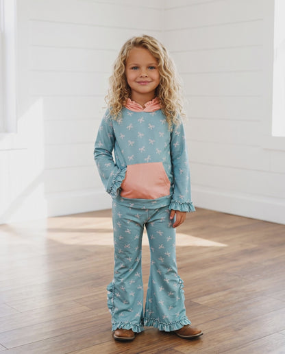Teal Bow Lucy Hooded Set