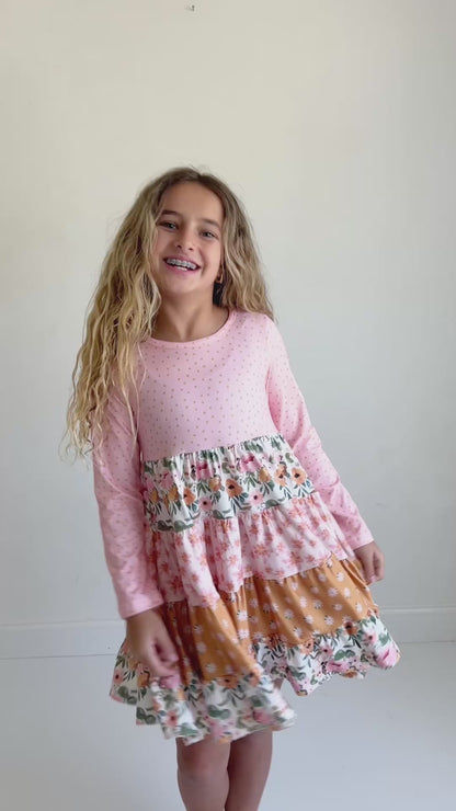 Avery Blush Floral Long Sleeve Dress