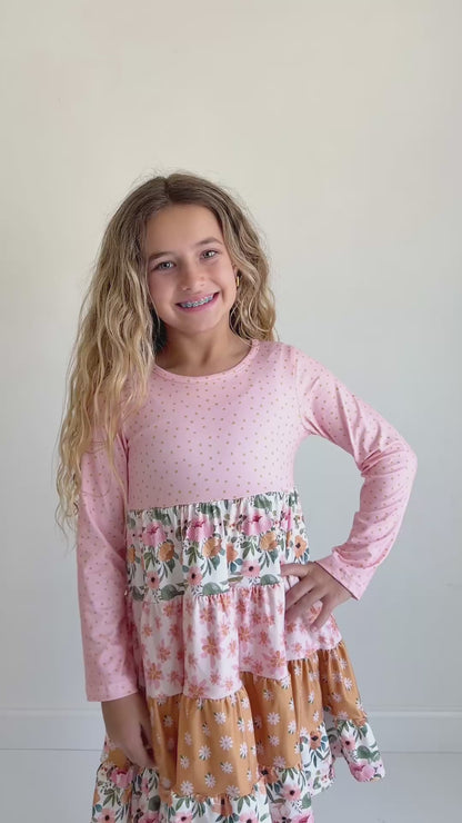 Avery Blush Floral Long Sleeve Dress