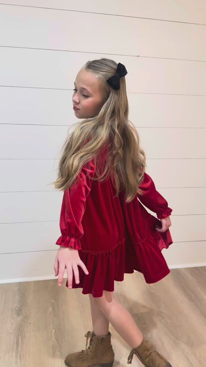 Alexa Red Velvet Dress