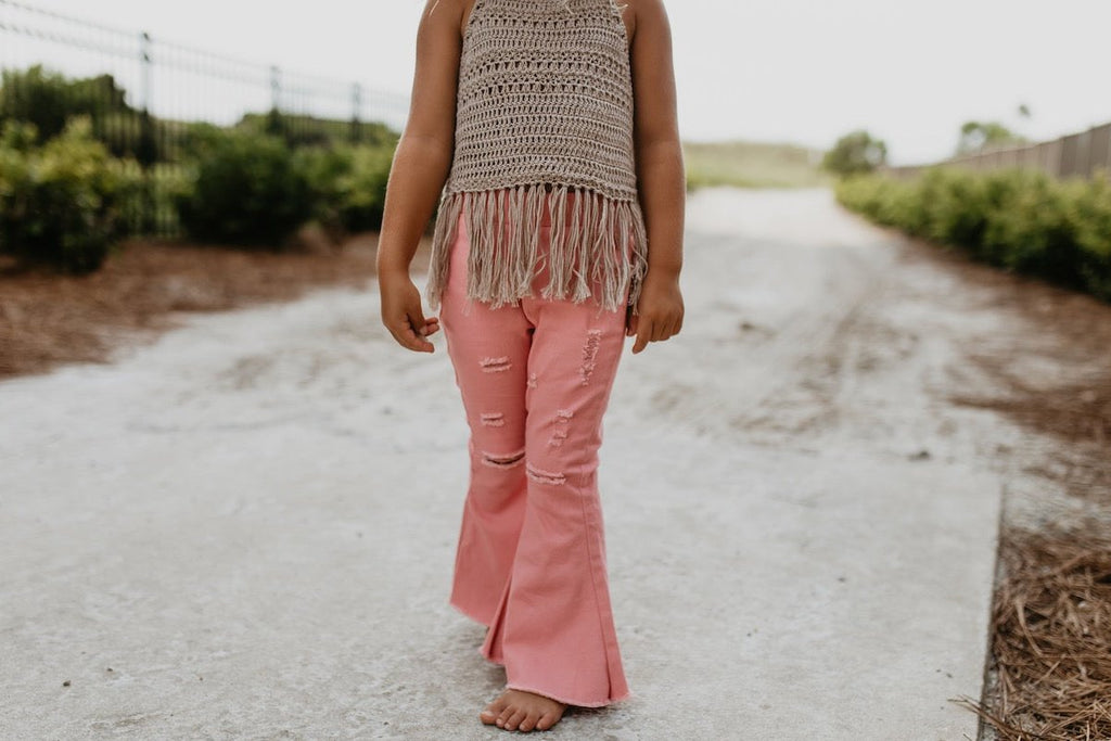 Pink Denim Flare Pant