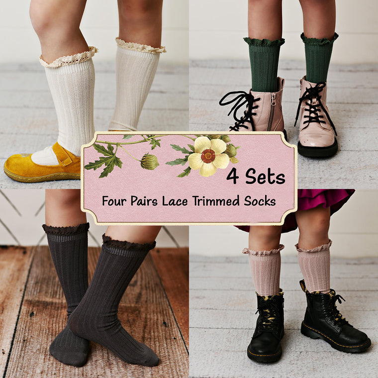 4 Pack Lace Socks