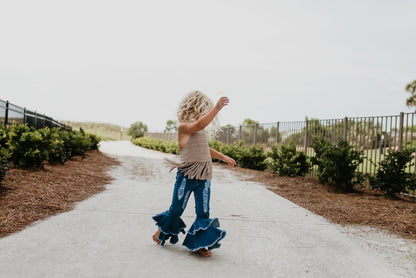 Denim Double Ruffle Pant
