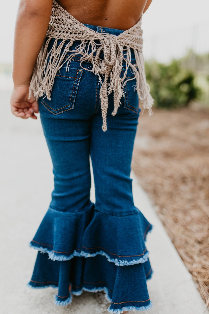 Denim Ruffle Bell Bottom jeans