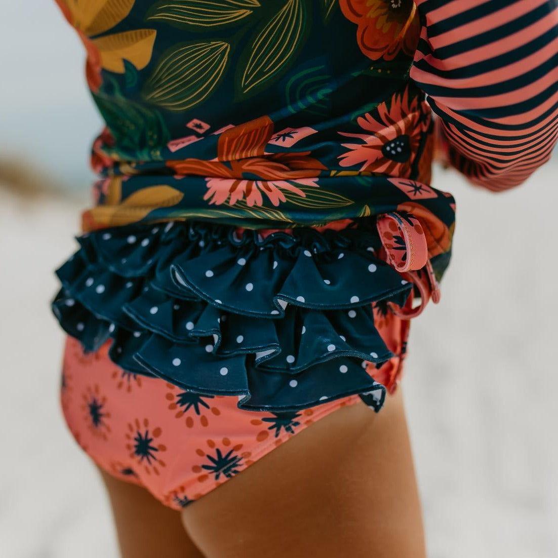 L.S. Navy Tropical Rash Guard Swimsuit