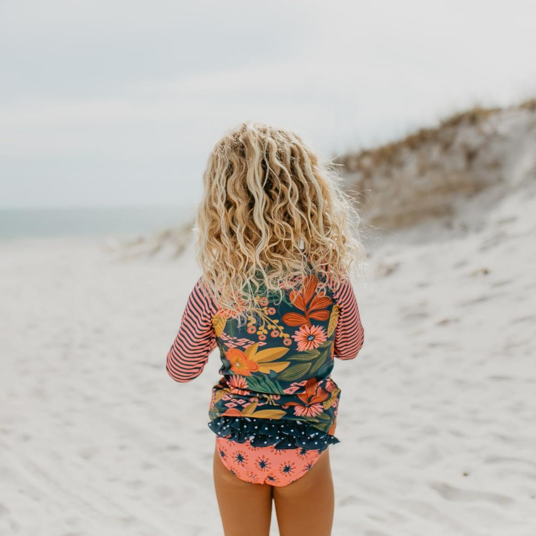 L.S. Navy Tropical Rash Guard Swimsuit