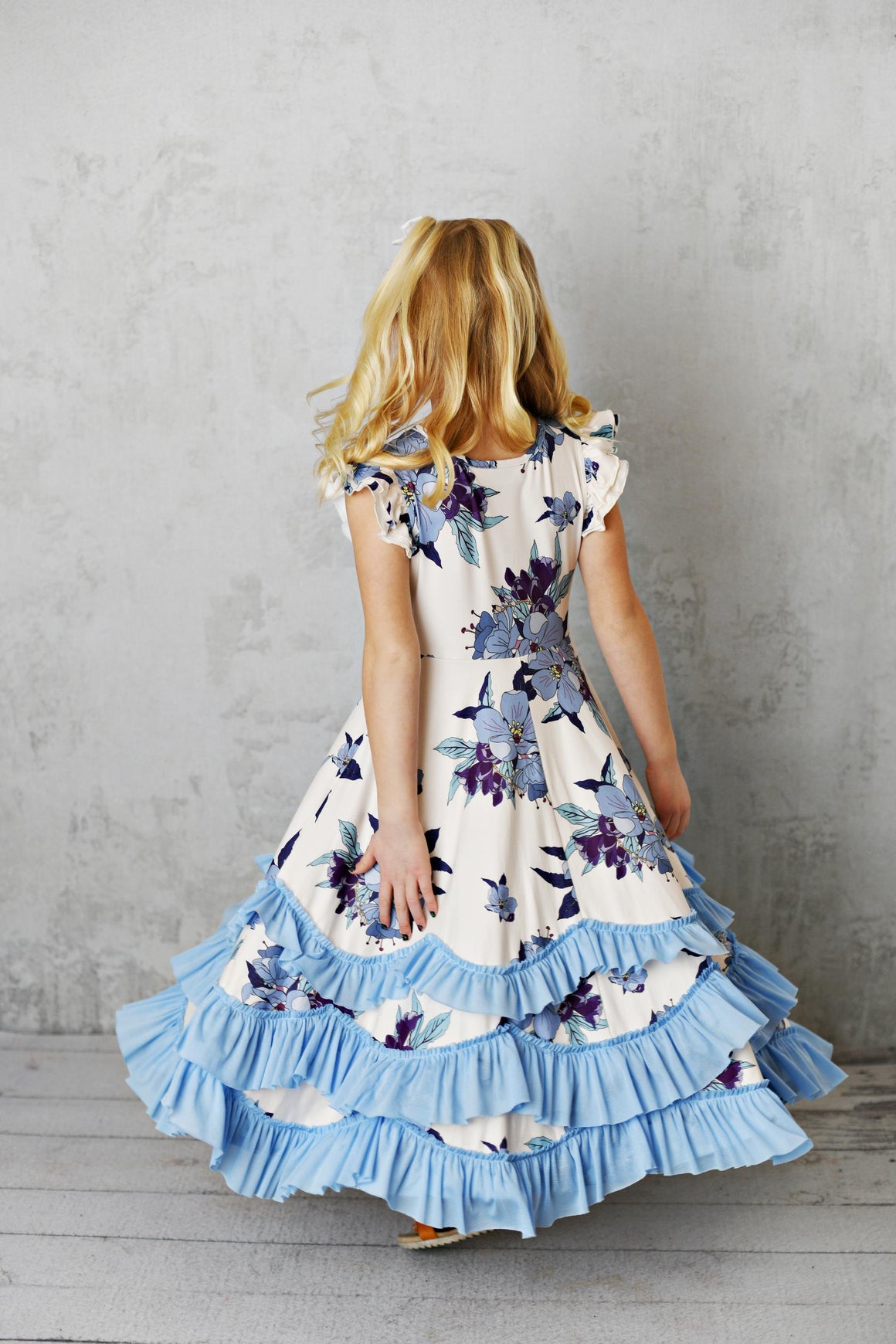 Lavender Floral Ruffles Dress