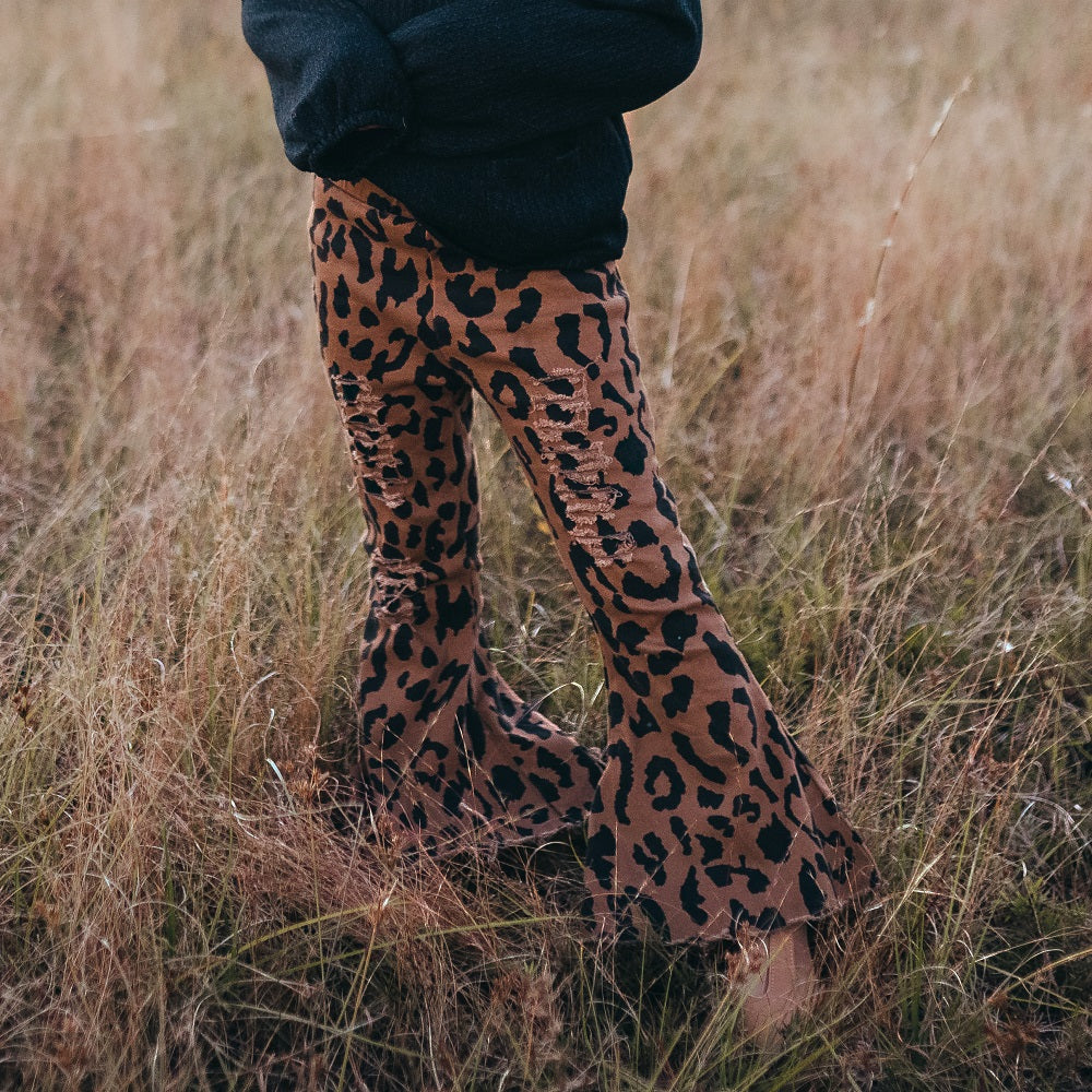 Leopard Denim Flare Pant