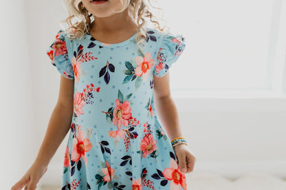 Lt. Blue Flower Ruffles Dress