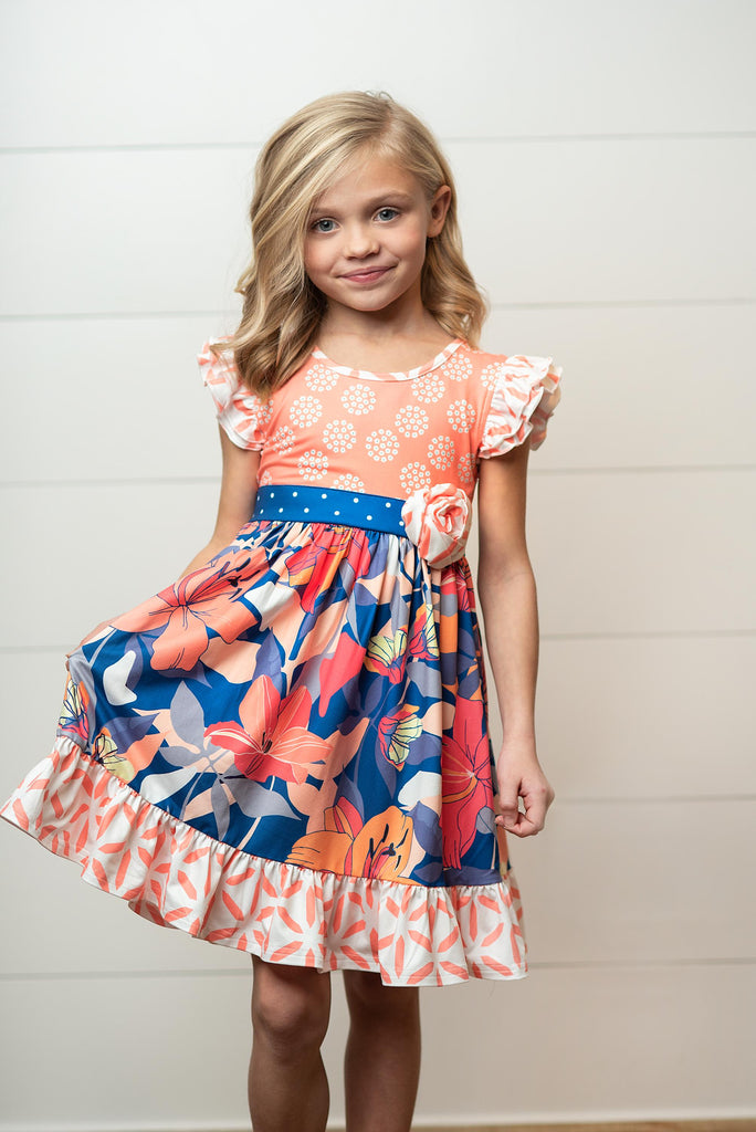 Olivia Coral Twirl Dress