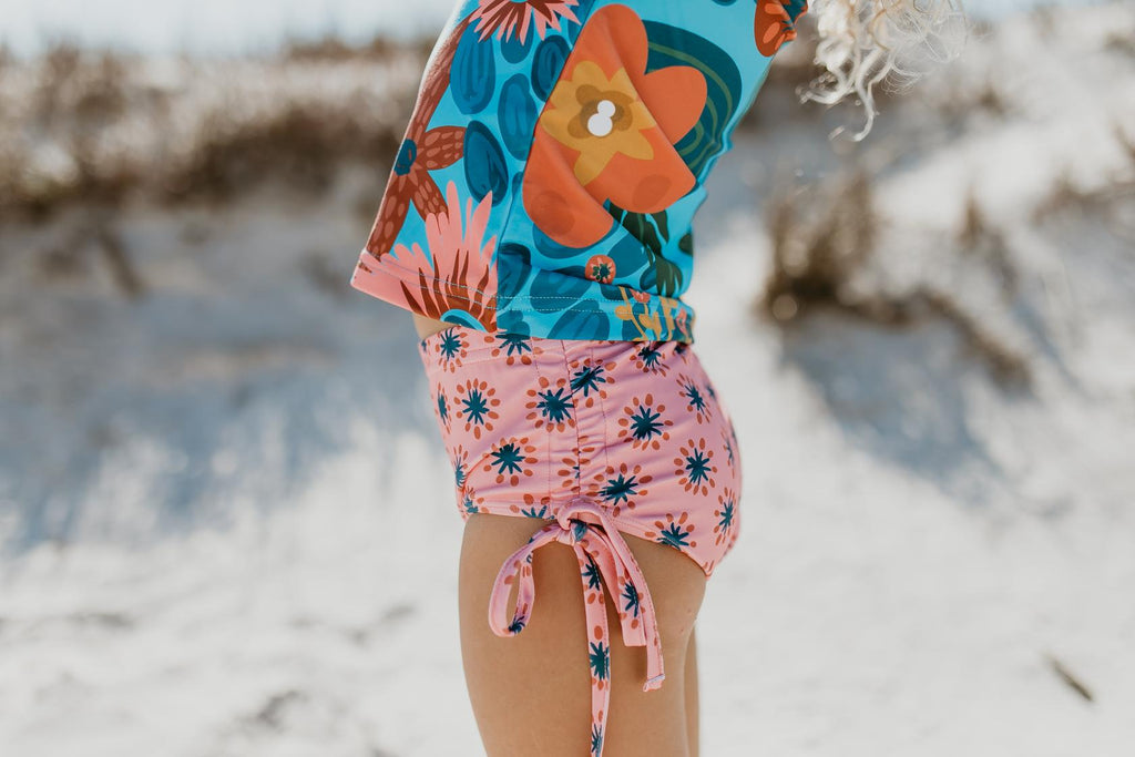 Sapphire Tropical Rash Guard Swimsuit