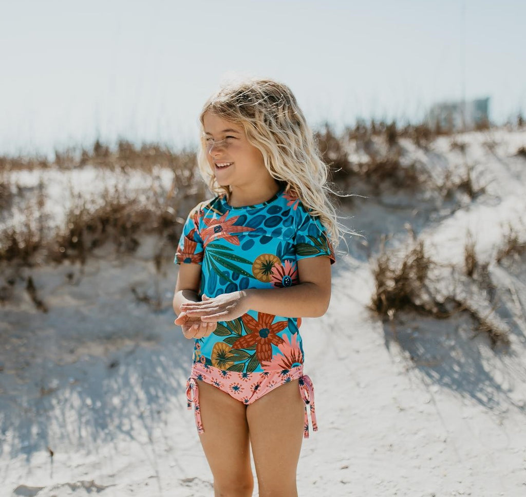 Sapphire Tropical Rash Guard Swimsuit